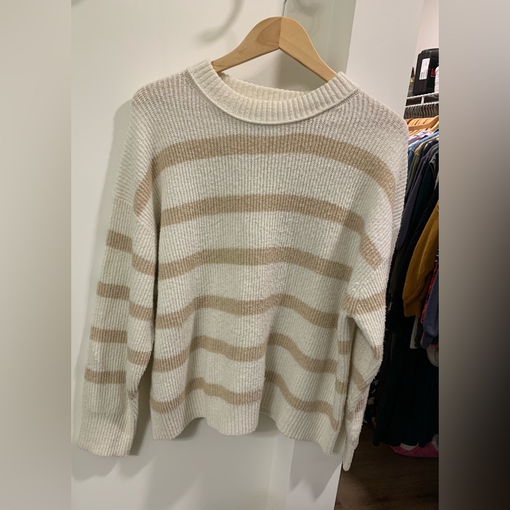 American Eagle Outfitters Beige and Cream Striped Sweater